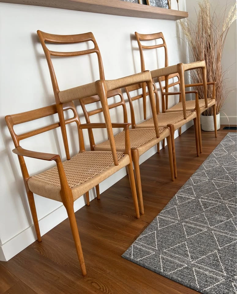 Set of 6 Teak Midcentury Cane Chairs - photo 5