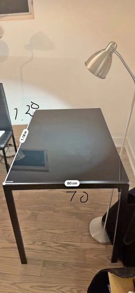 Black Glass/Metal Dining Table With 4 Chairs