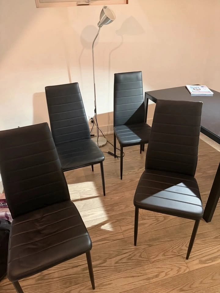Black Glass/Metal Dining Table With 4 Chairs - photo 5