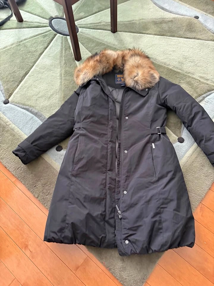 Woolrich Black Parka with Fur Trim Size L