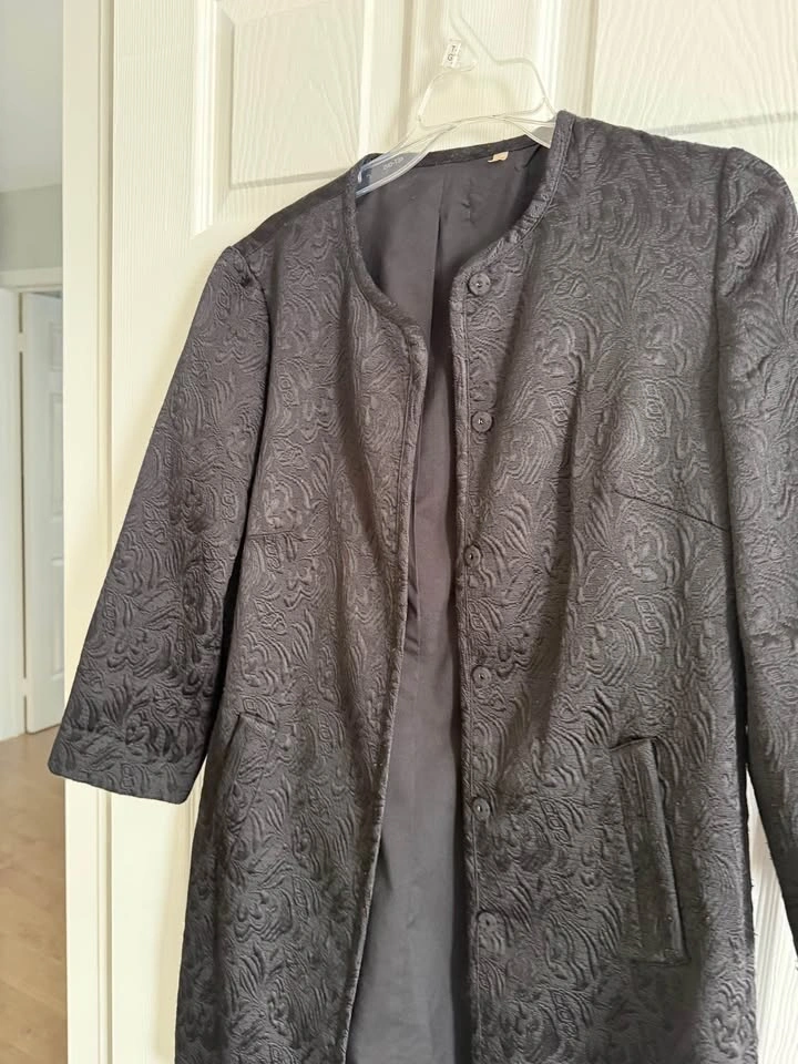 Black Textured Pattern Jacket Coat - photo 3