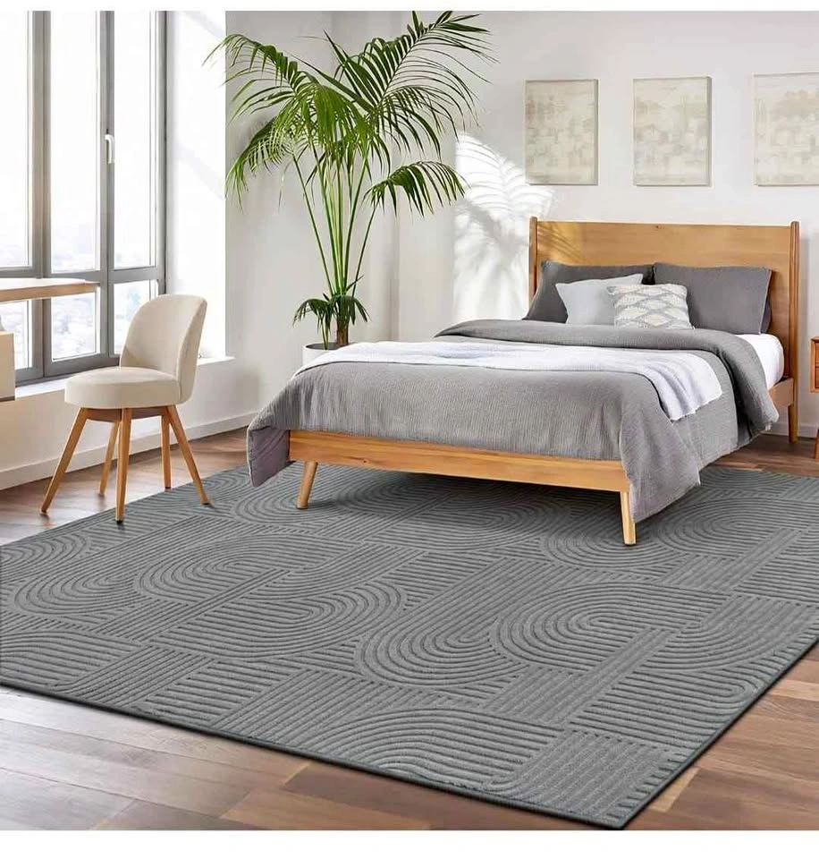 NEW 8x10 Grey Washable Area Rug - Soft Boho Living Room Carpet