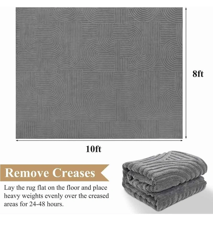 NEW 8x10 Grey Washable Area Rug - Soft Boho Living Room Carpet - photo 4