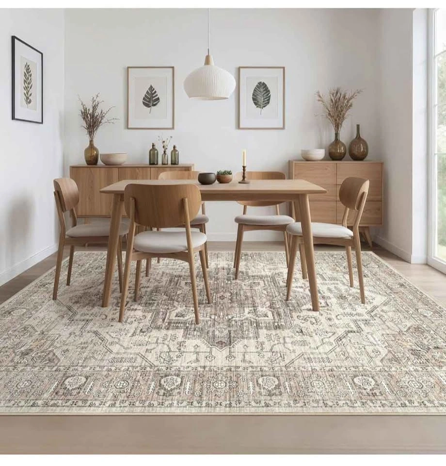 NEW 8x10 Washable Vintage Area Rug - Light Brown Oriental Farmho - photo 5