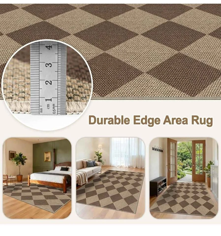 NEW 5x7 Checkered Area Rug - Washable Indoor/Outdoor Geometric N - photo 2