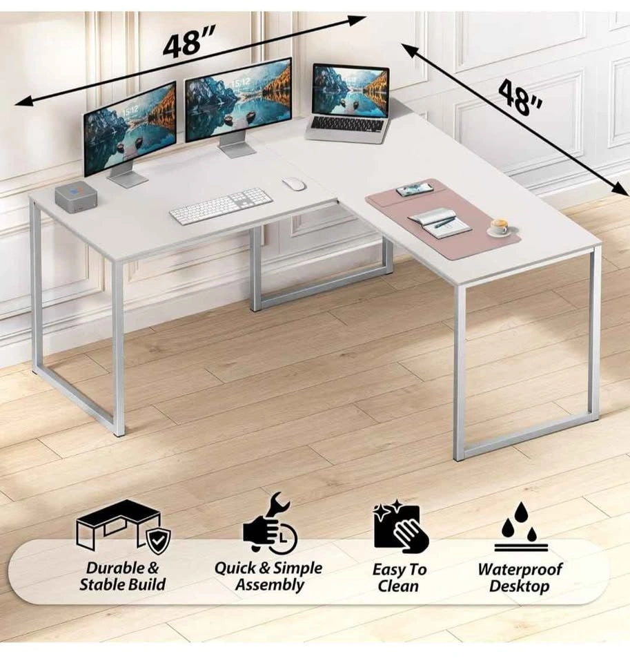 NEW SHW Mission 48" L-Shaped Computer Desk - White - photo 5