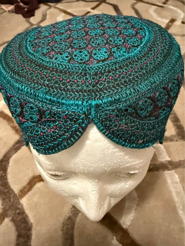 Embroidered Caps - Teal & Brown Pair - photo 2