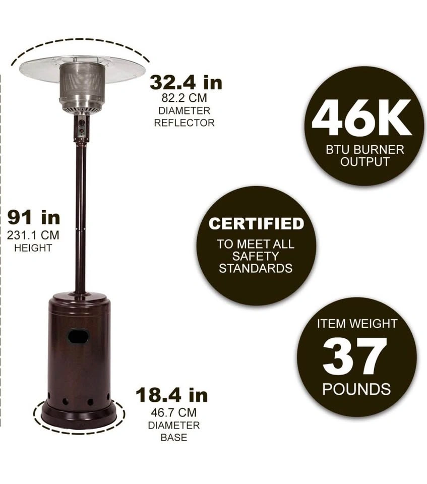 46,000 BTU Propane Patio Heater with Wheels - Havana Bronze - photo 3