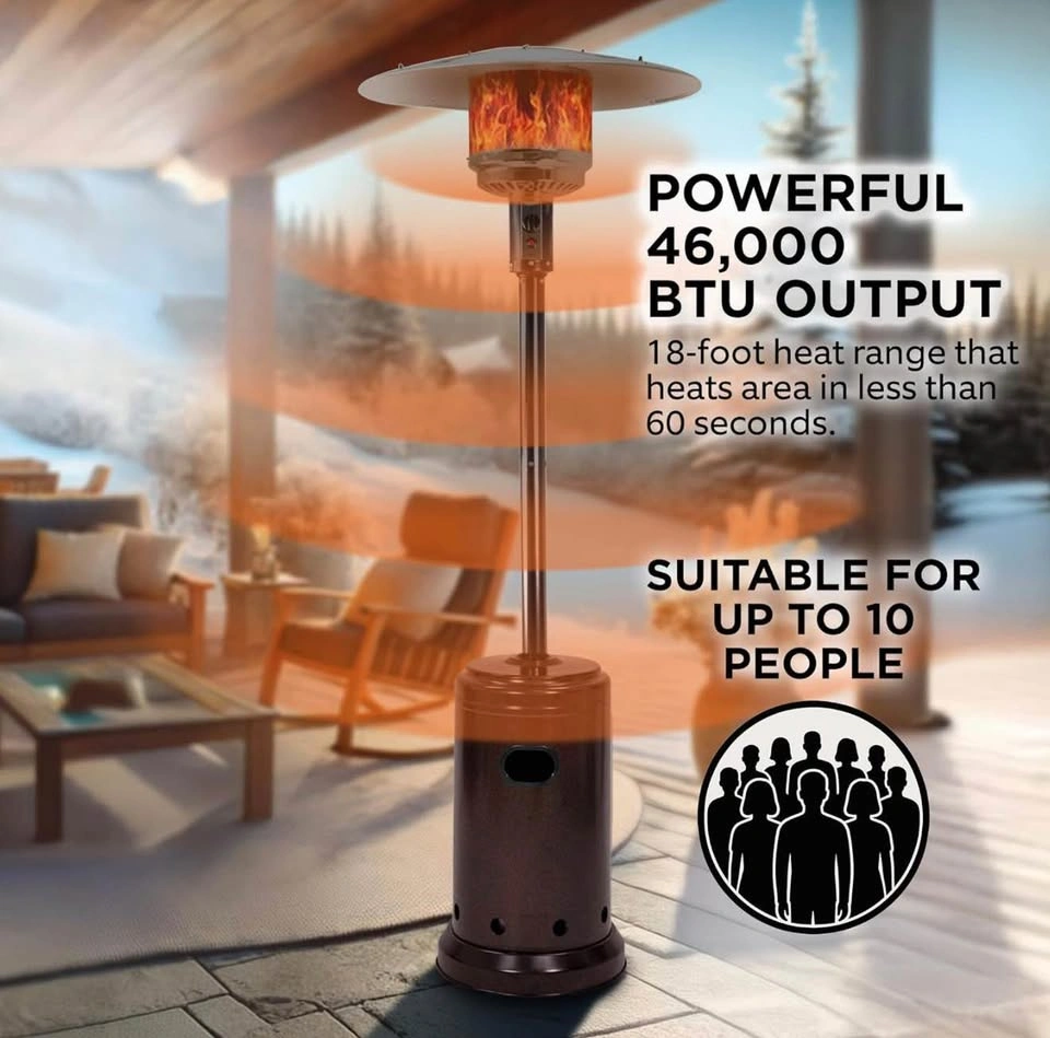 46,000 BTU Propane Patio Heater with Wheels - Havana Bronze - photo 4