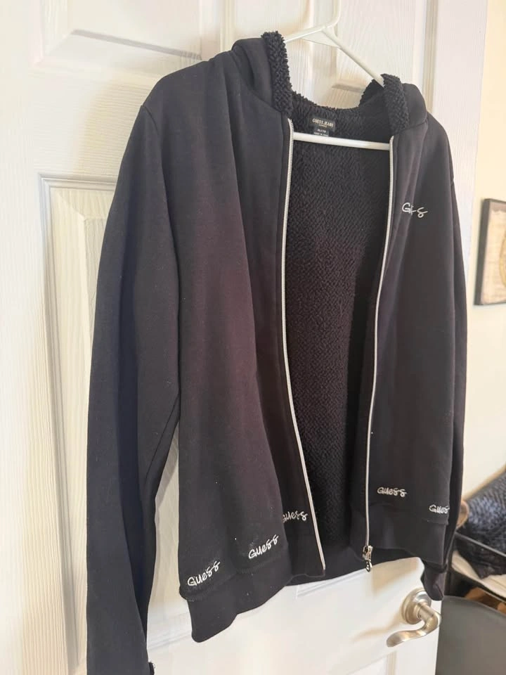 Guess Jeans Black Sherpa Lined Hoodie XL - photo 2