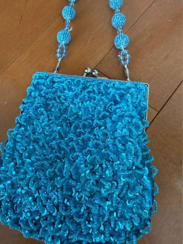 Sequin Beaded Purse TURQUOISE - photo 2
