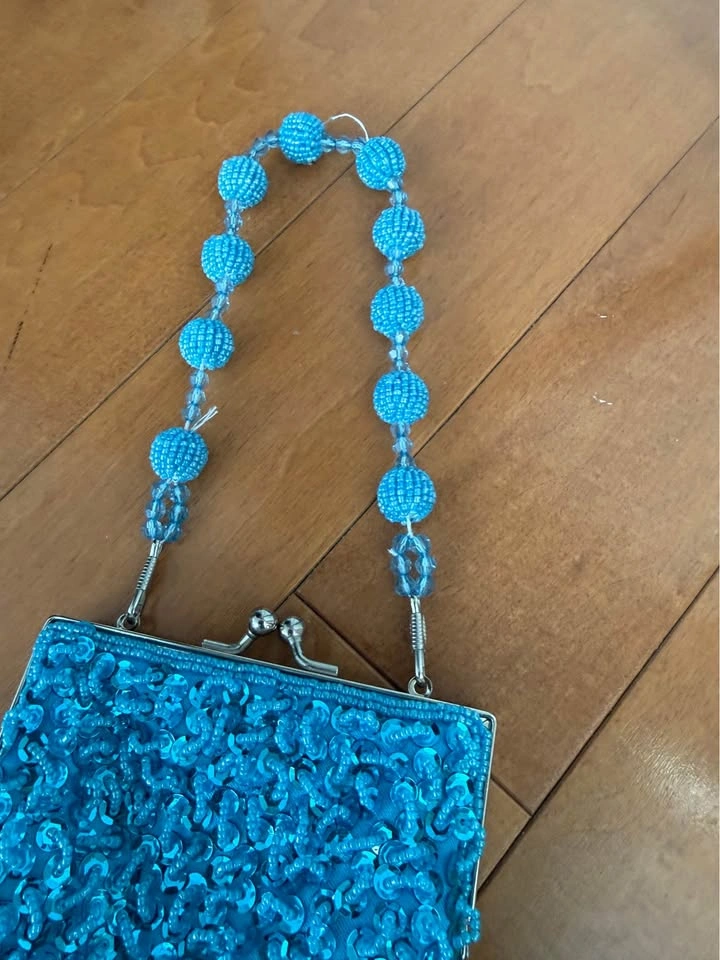 Sequin Beaded Purse TURQUOISE - photo 3