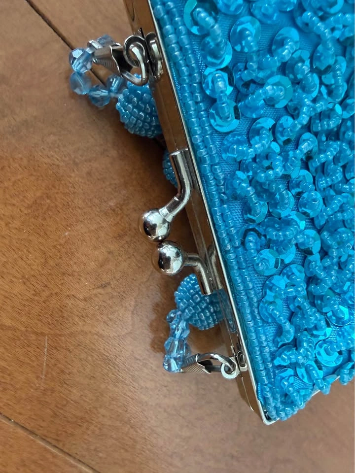 Sequin Beaded Purse TURQUOISE - photo 4