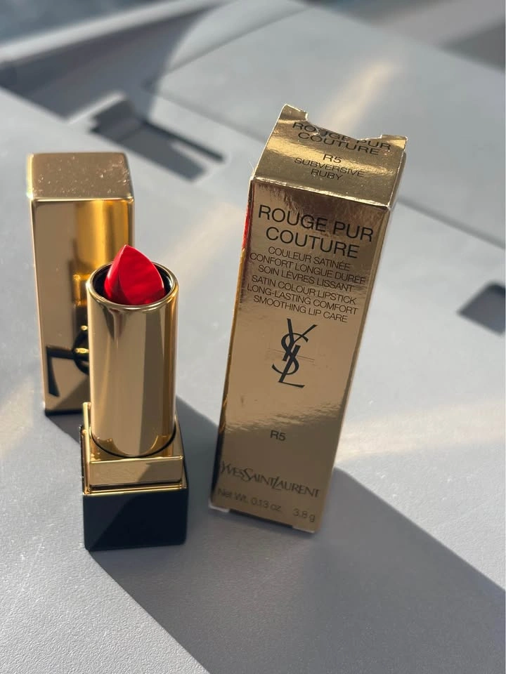 YSL Rouge Pur Couture Lipstick R5 - Satin Nude Rose | Gold Case - photo 4