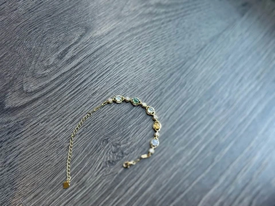 Natural A-Grade Jade Bracelet - Multi-Color Jade with Crystal Ac - photo 5