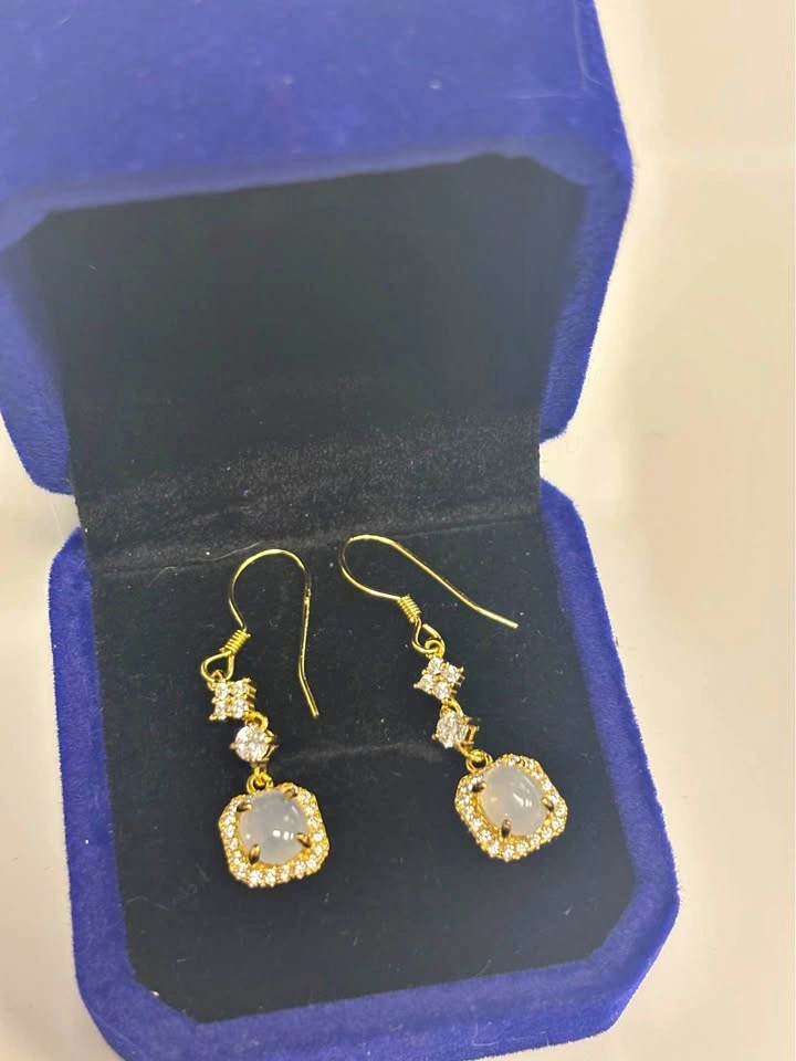 A-Grade Natural Jade Drop Earrings with Certificate