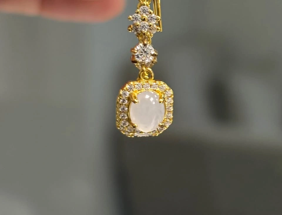 A-Grade Natural Jade Drop Earrings with Certificate - photo 2