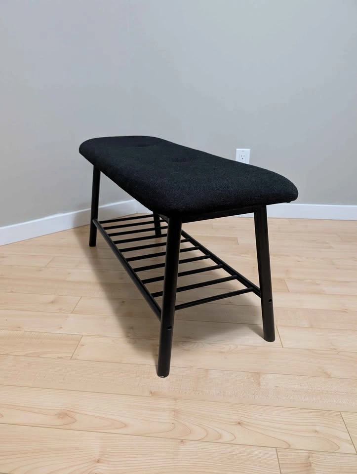 Sleek Black Accent Hallway Bench – Modern Bamboo - photo 2