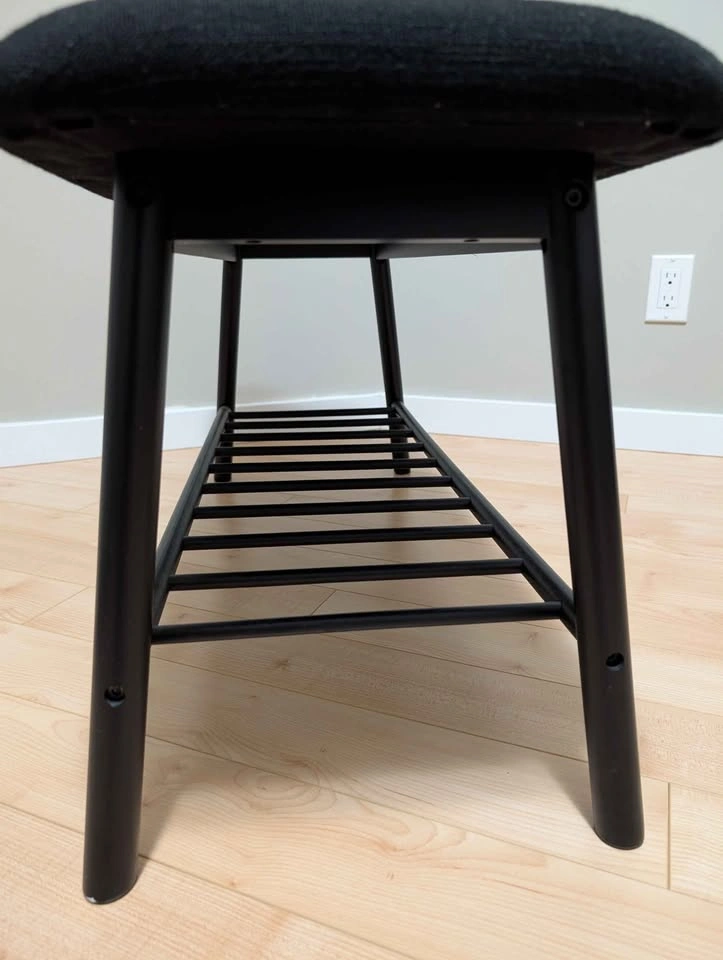 Sleek Black Accent Hallway Bench – Modern Bamboo - photo 3