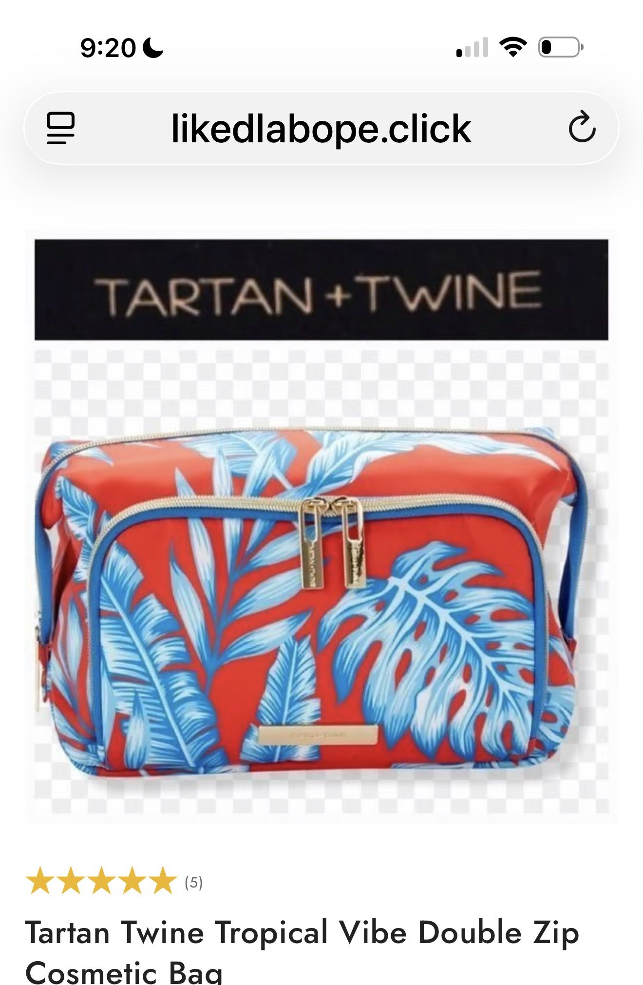 Tartan + Twine Tropical Vibe Double Zip Cosmetic Bag