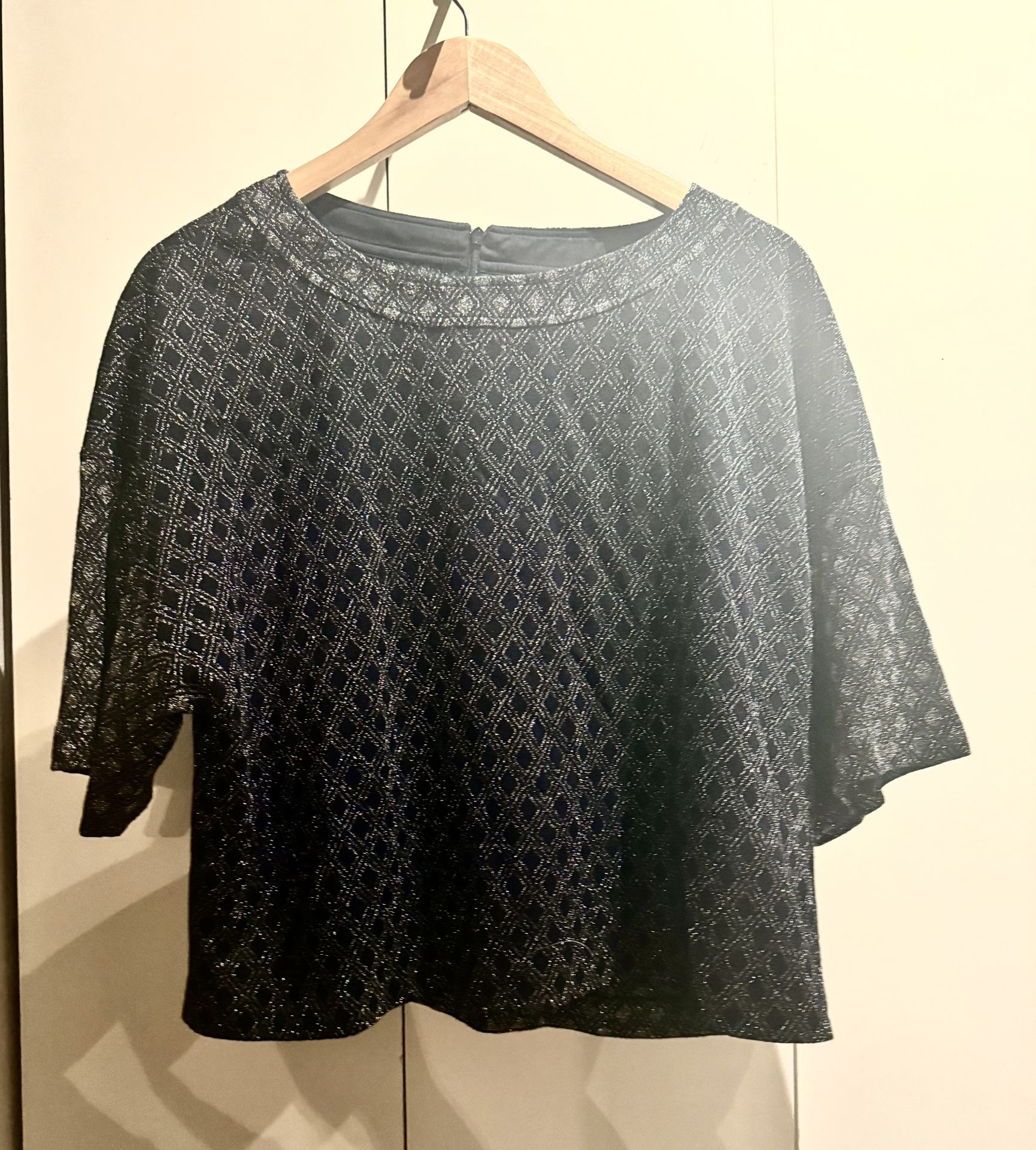 St. John Collection Elegant Midnight Shimmer Blouse - Size L