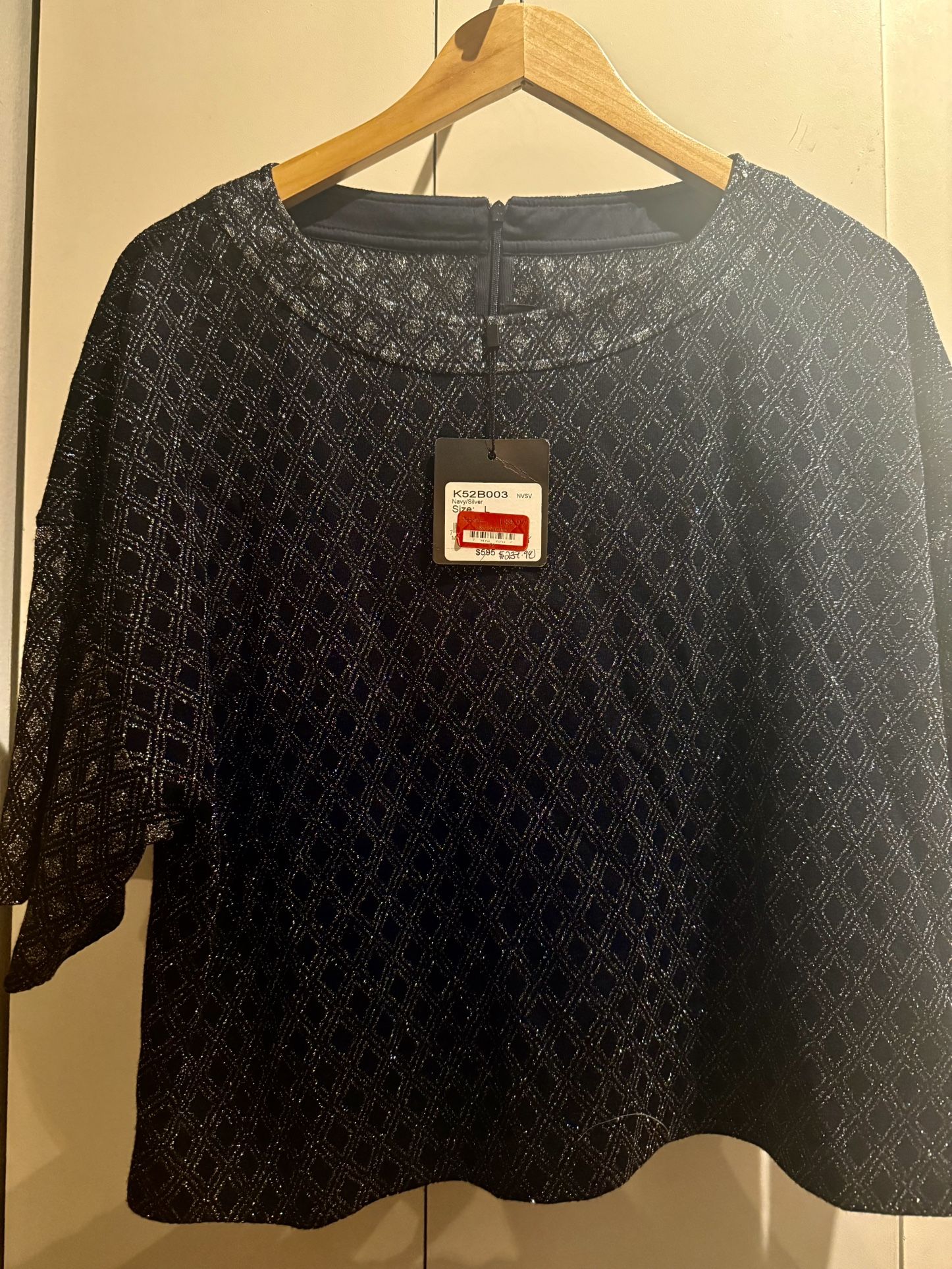 St. John Collection Elegant Midnight Shimmer Blouse - Size L - photo 2