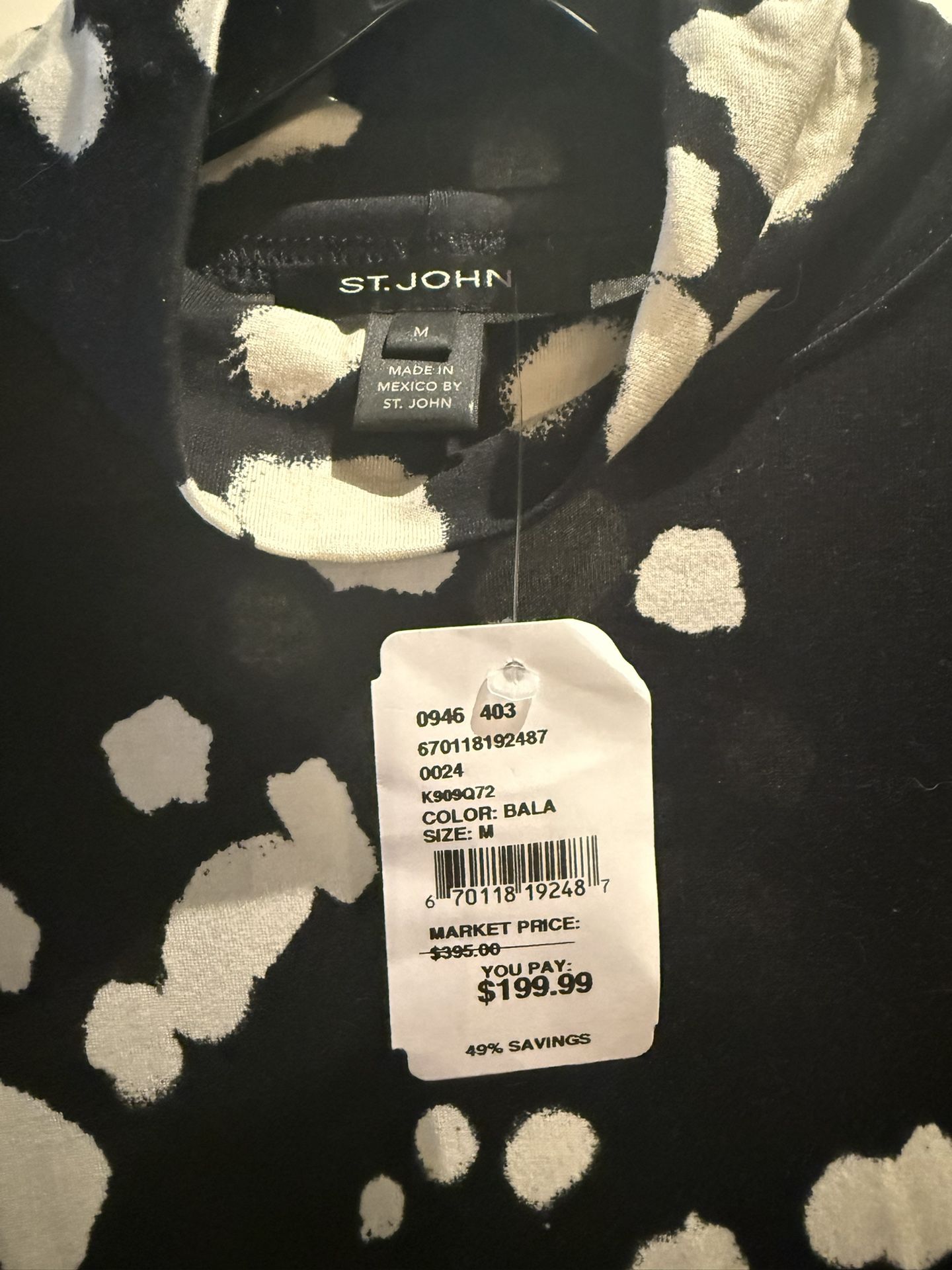 St. John Black & White Patterned Long Sleeve Top - Size M - photo 2