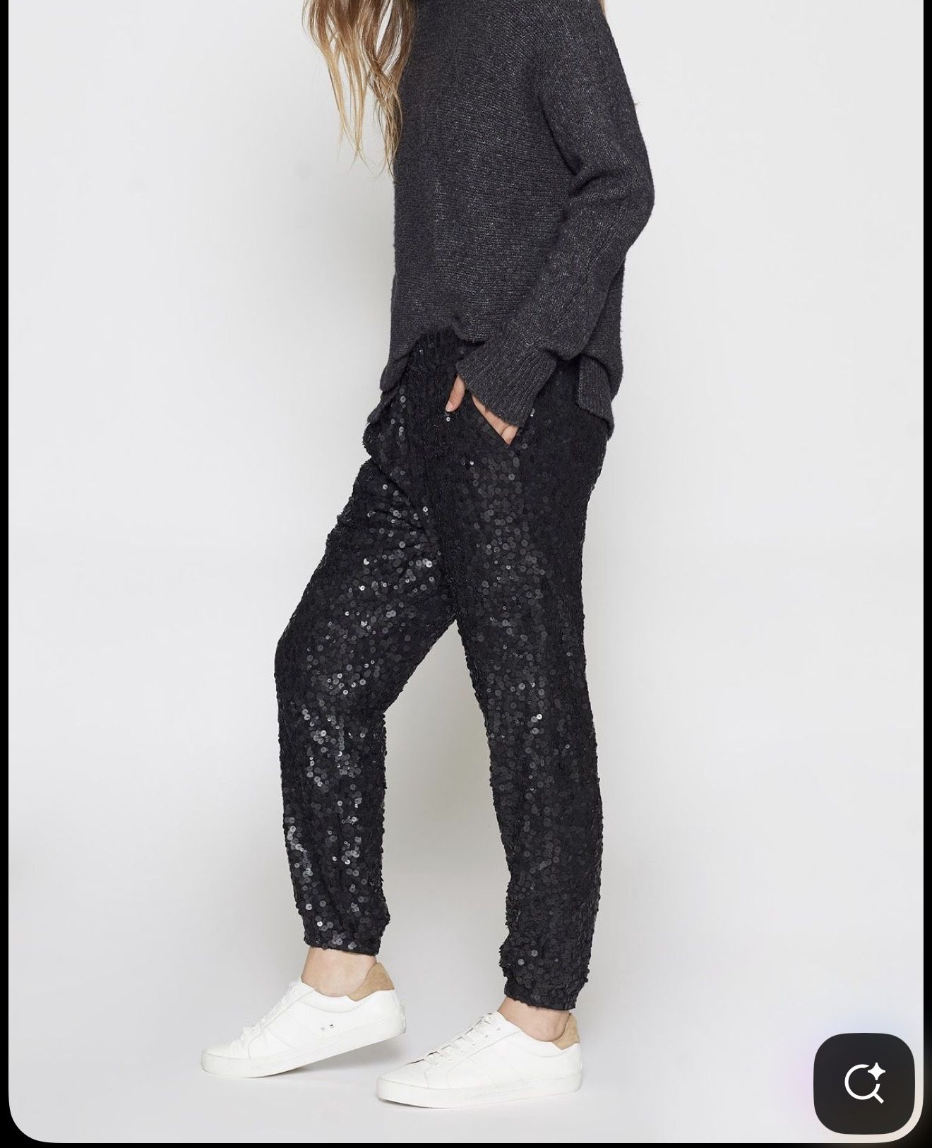 JOIE Aife Sequined Jogger Pants in Caviar Black