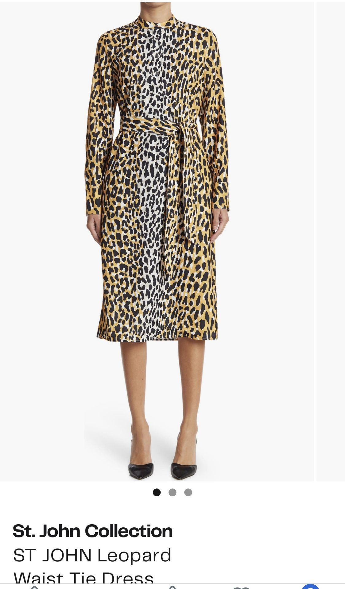 St. John Collection Leopard Waist Tie Dress