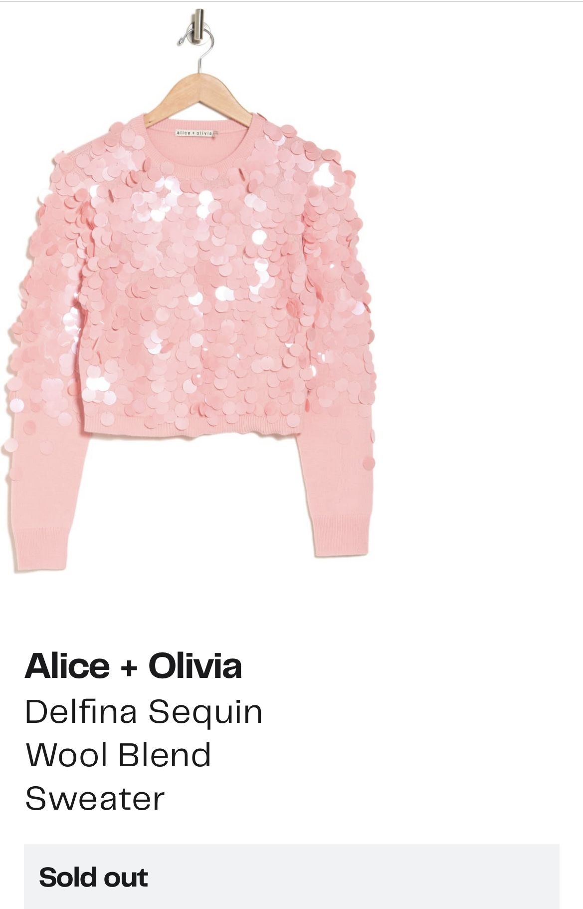 Alice + Olivia Delfina Sequin Wool Blend Sweater - Pink - Size L - photo 4