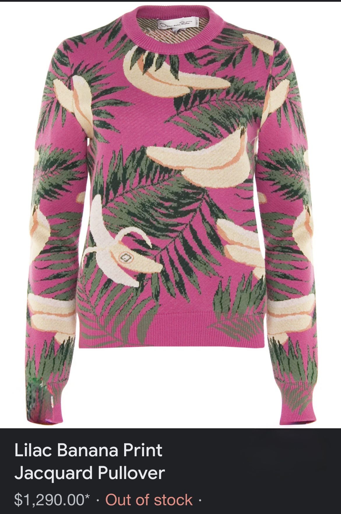 Oscar de la Renta Lilac Banana Print Sweater