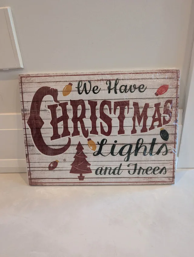 New Sealed We Have Christmas Lights and Trees Wooden Sign thumbnail