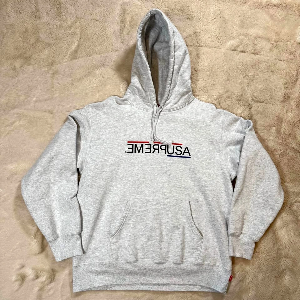 Supreme USA Hooded Sweatshirt Ash Grey (FW21) Men's Medium