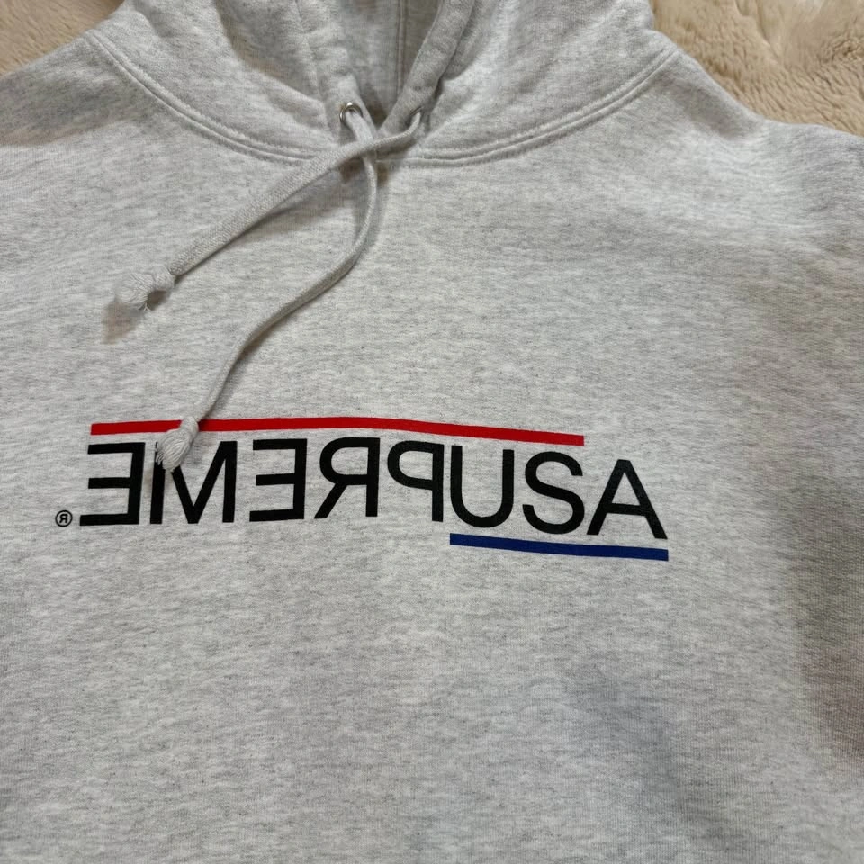 Supreme USA Hooded Sweatshirt Ash Grey (FW21) Men's Medium - photo 3
