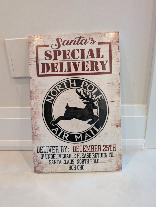 NewSealed Santa's Special Delivery North Pole Air Mail Wood Sign