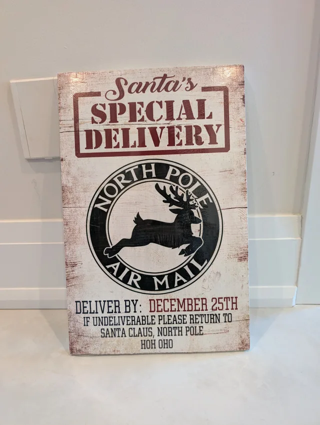 NewSealed Santa's Special Delivery North Pole Air Mail Wood Sign thumbnail