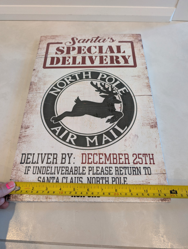 NewSealed Santa's Special Delivery North Pole Air Mail Wood Sign - photo 4