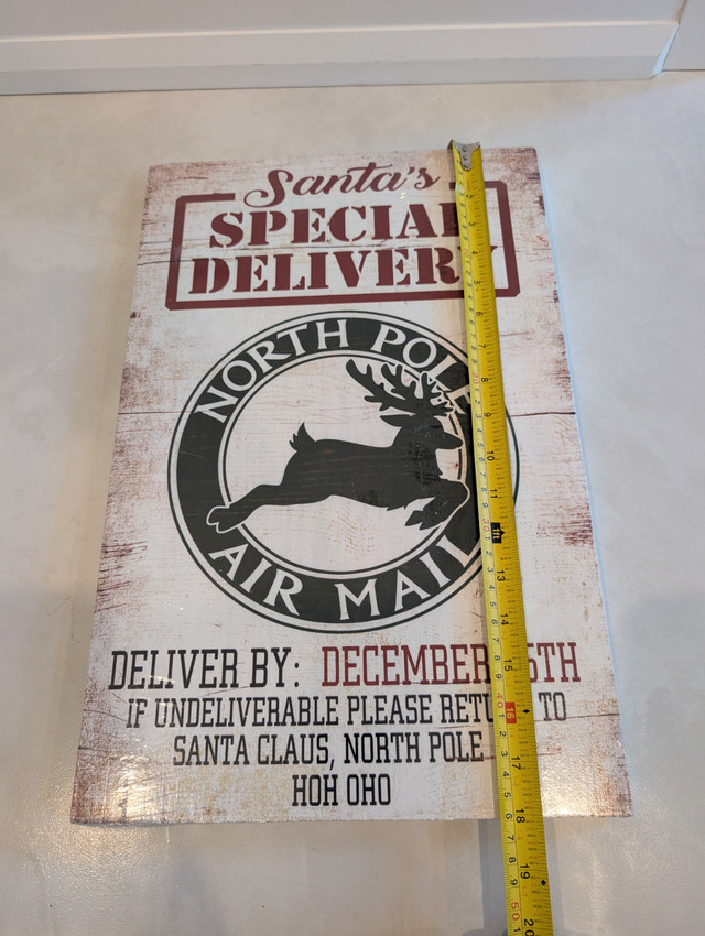 NewSealed Santa's Special Delivery North Pole Air Mail Wood Sign - photo 5