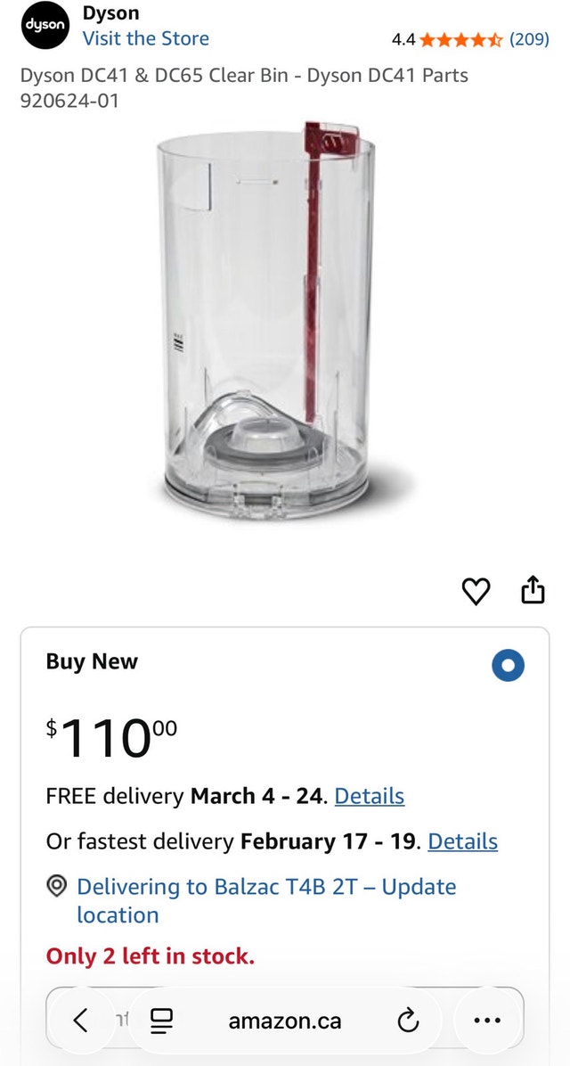 Dyson DC41 & DC65 Clear Bin