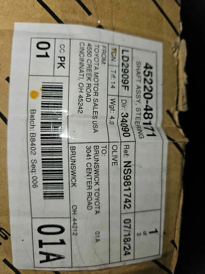 Toyota Steering Shaft Assembly - OEM Part #45220-48171 - photo 2