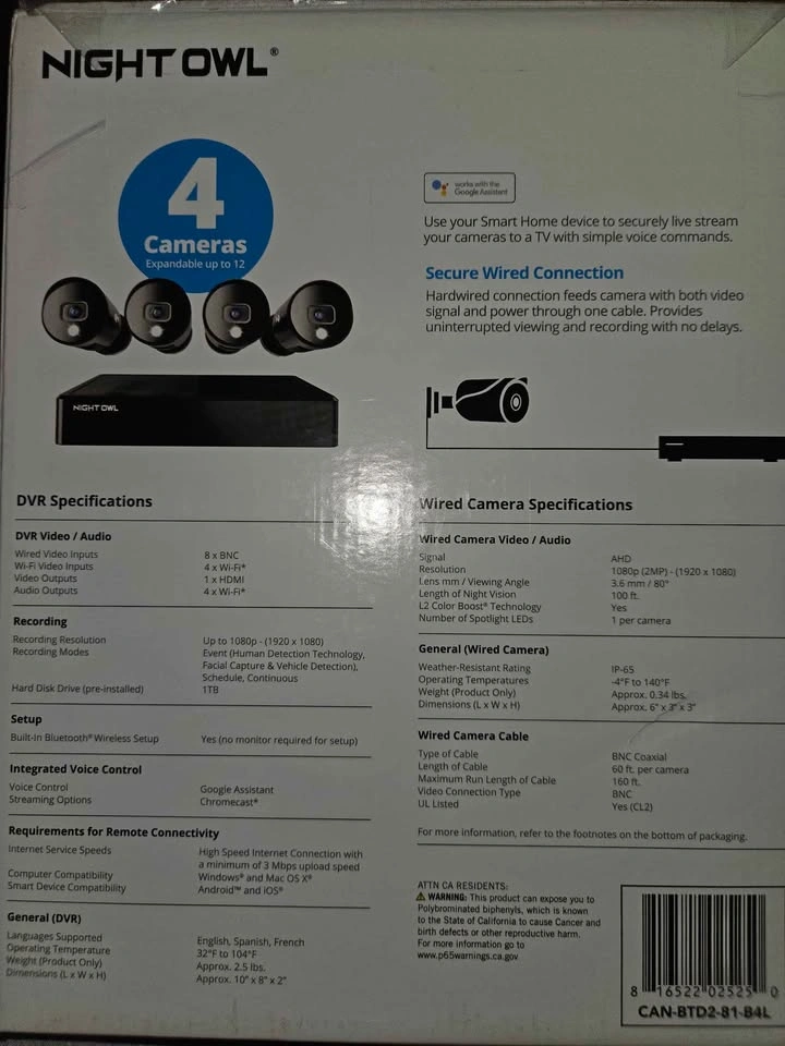 🔥 Night Owl 8‑Channel Security System w/ 4 HD Cameras – DVR + 1T - photo 2
