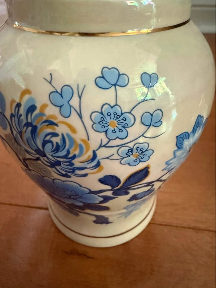 Vintage Sadler England Lusterware Blue Floral Ginger Jar - photo 3