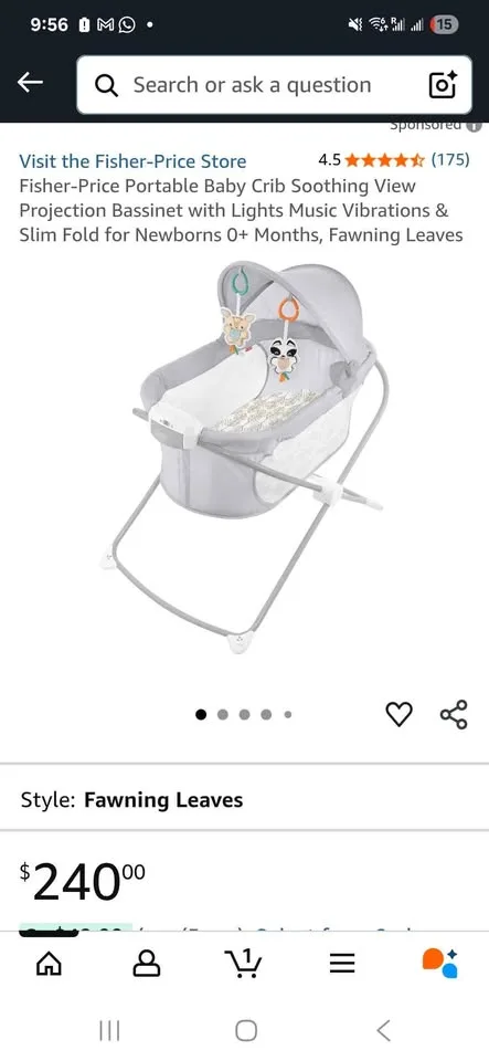 Fisher-Price Baby Crib/Bassinet with Music image indicator(2)