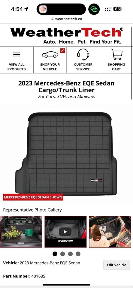 Mercedes EQE Sedan Trunk Liner - Weathertech
