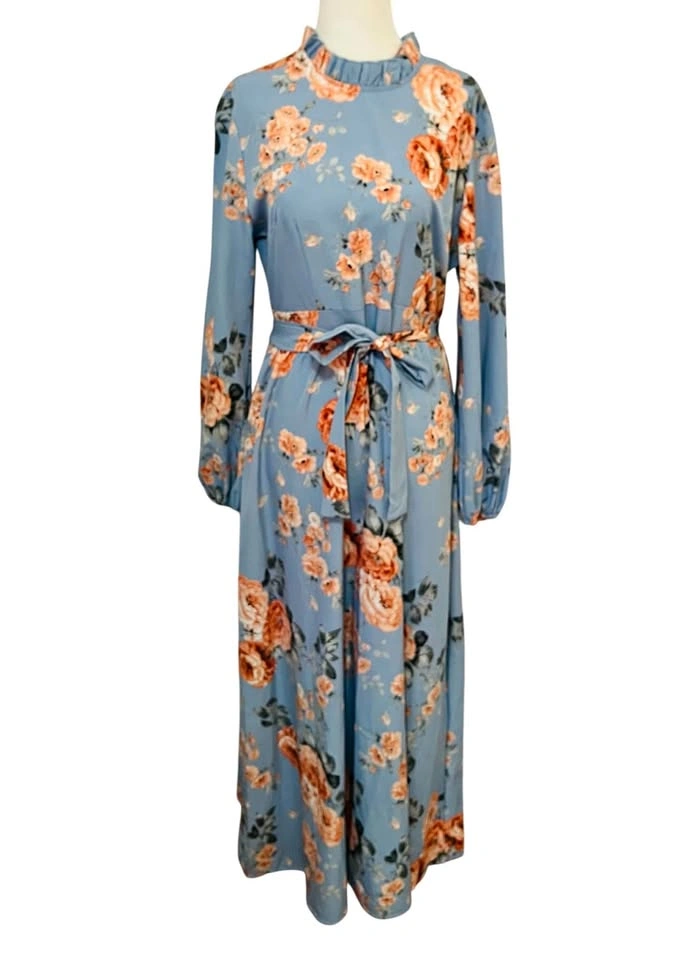 Shein Blue Floral Maxi Dress - Medium - photo 2
