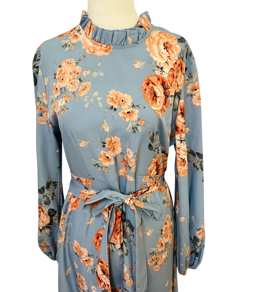 Shein Blue Floral Maxi Dress - Medium - photo 3