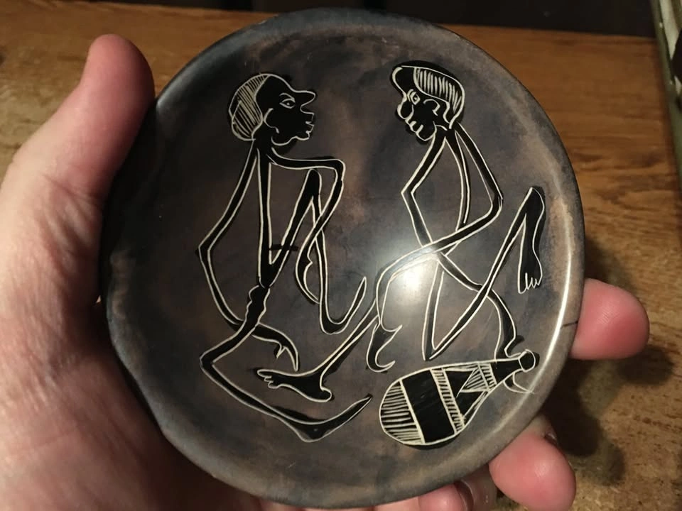 Small African Bowl Handmade Tribal Stone Cup - photo 3