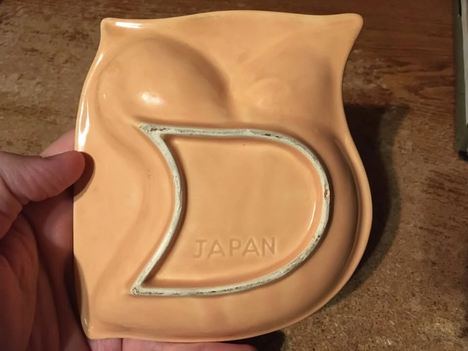 VINTAGE MCM OWL TAN ASHTRAY/DISH JAPAN 6" X 5.5” - photo 2
