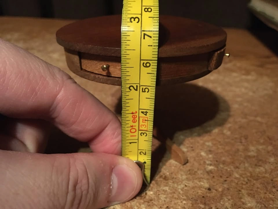 VINTAGE WOOD DOLLHOUSE HANDCRAFTED HARDWOOD WOODEN DRUM TABLE - photo 4