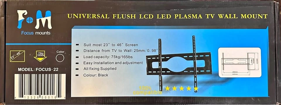 FOCUS-22 Universal Flush TV Wall Mount (23–46") – New in Box